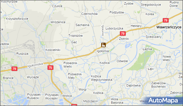 mapa Zofipole gmina Igołomia-Wawrzeńczyce, Zofipole gmina Igołomia-Wawrzeńczyce na mapie Targeo