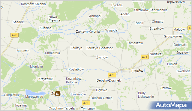 mapa Żychów, Żychów na mapie Targeo