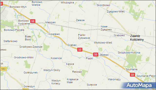 mapa Żytowo gmina Zawidz, Żytowo gmina Zawidz na mapie Targeo