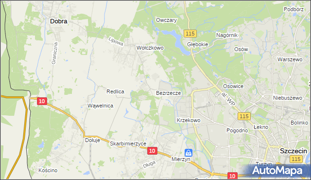 mapa Bezrzecze, Bezrzecze na mapie Targeo