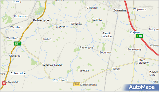 mapa Pasterzyce, Pasterzyce na mapie Targeo