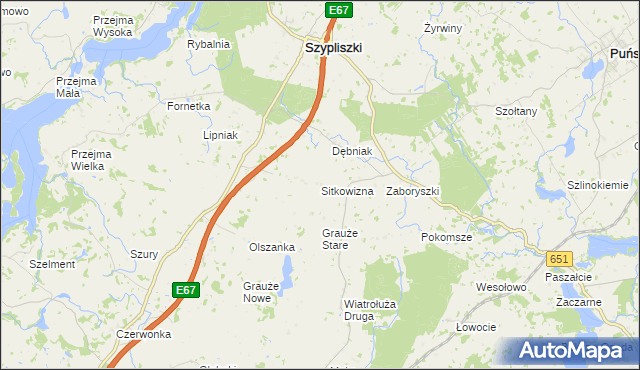 mapa Sitkowizna, Sitkowizna na mapie Targeo