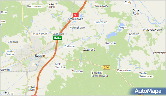 mapa Zazdrość gmina Szubin, Zazdrość gmina Szubin na mapie Targeo