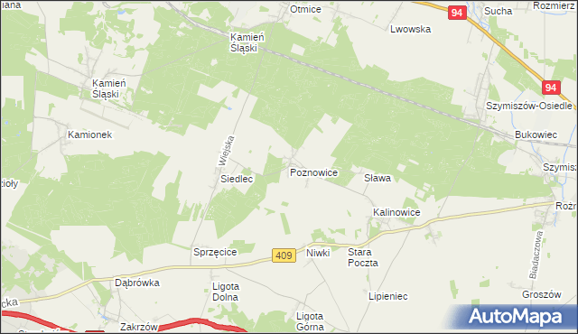 mapa Poznowice, Poznowice na mapie Targeo