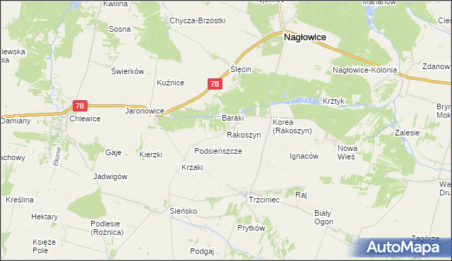 mapa Rakoszyn, Rakoszyn na mapie Targeo