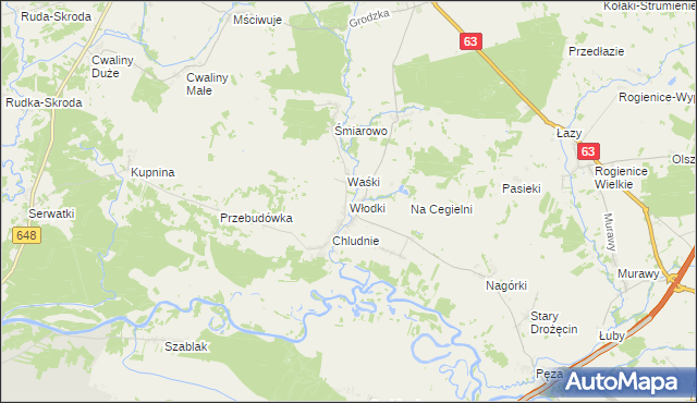 mapa Włodki gmina Mały Płock, Włodki gmina Mały Płock na mapie Targeo