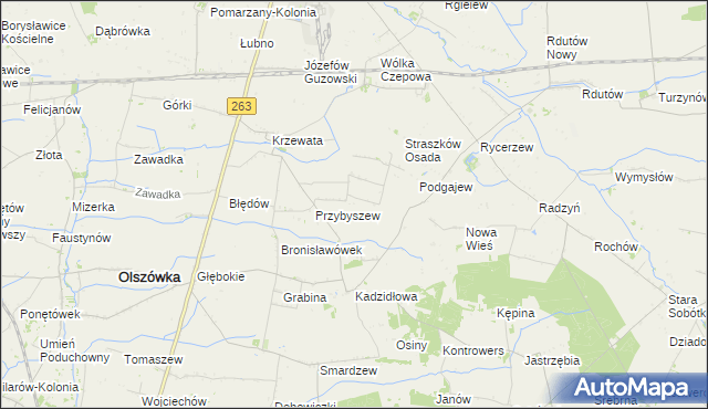 mapa Nowa Wioska gmina Olszówka, Nowa Wioska gmina Olszówka na mapie Targeo