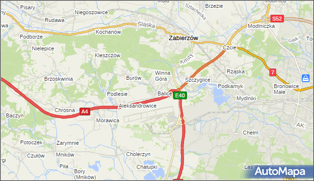 mapa Balice gmina Zabierzów, Balice gmina Zabierzów na mapie Targeo