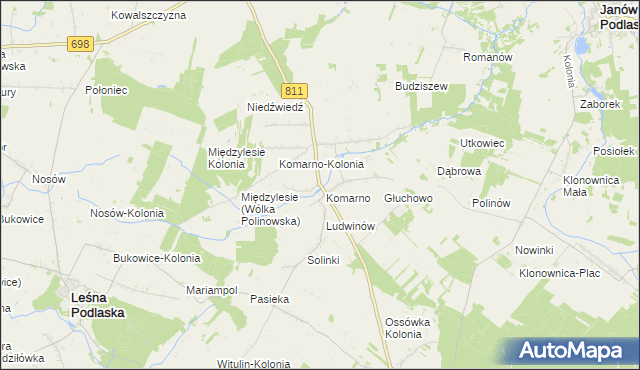 mapa Siekierka gmina Konstantynów, Siekierka gmina Konstantynów na mapie Targeo