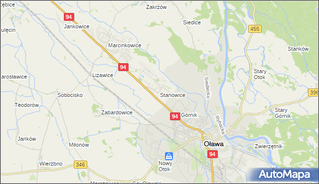 mapa Stanowice gmina Oława, Stanowice gmina Oława na mapie Targeo