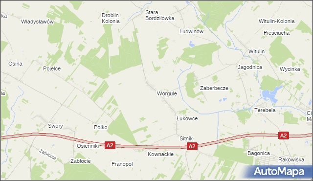 mapa Worgule, Worgule na mapie Targeo