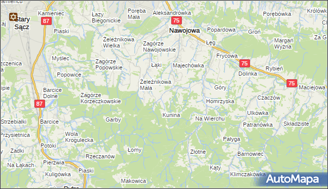 mapa Bącza-Kunina, Bącza-Kunina na mapie Targeo