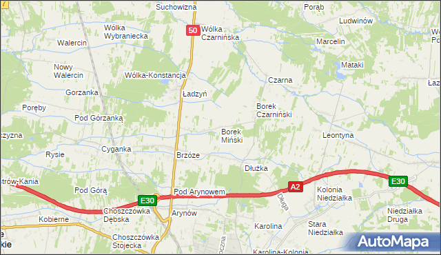 mapa Borek Miński, Borek Miński na mapie Targeo