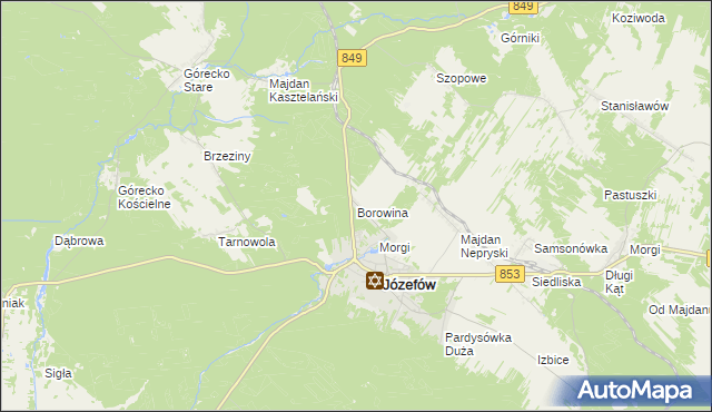 mapa Borowina gmina Józefów, Borowina gmina Józefów na mapie Targeo