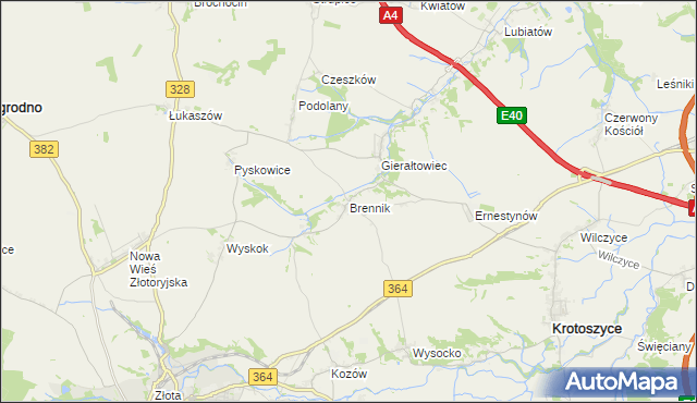 mapa Brennik gmina Złotoryja, Brennik gmina Złotoryja na mapie Targeo