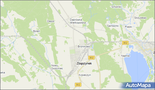 mapa Bronikowo gmina Zbąszynek, Bronikowo gmina Zbąszynek na mapie Targeo