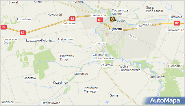 mapa Ciechanki Krzesimowskie, Ciechanki Krzesimowskie na mapie Targeo