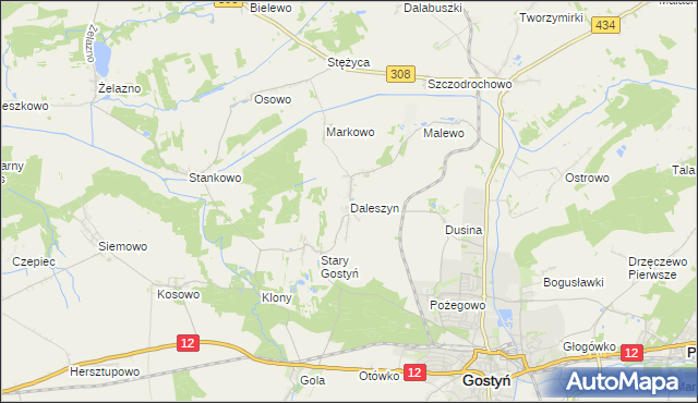 mapa Daleszyn, Daleszyn na mapie Targeo