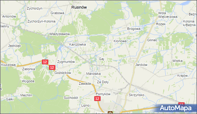 mapa Gaj gmina Przysucha, Gaj gmina Przysucha na mapie Targeo