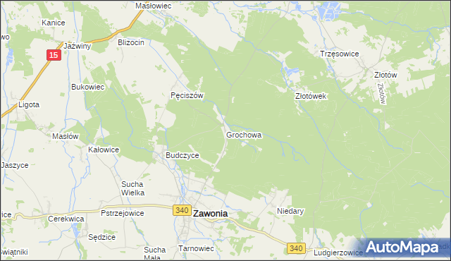 mapa Grochowa gmina Zawonia, Grochowa gmina Zawonia na mapie Targeo