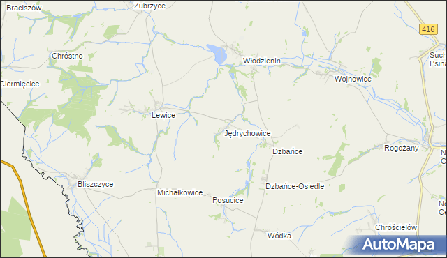 mapa Jędrychowice, Jędrychowice na mapie Targeo