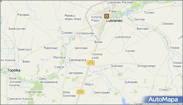 mapa Kolonia Łódź, Kolonia Łódź na mapie Targeo