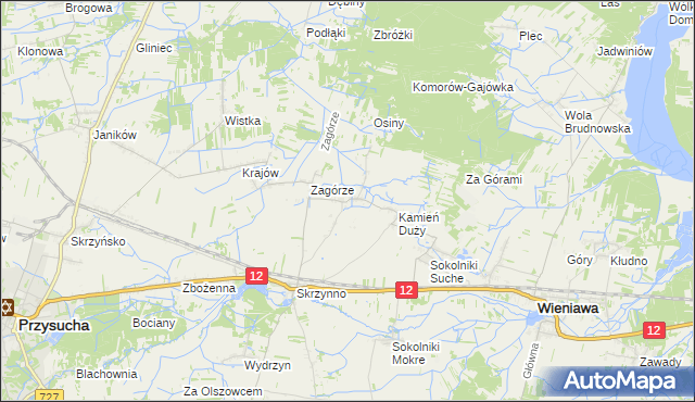 mapa Komorów gmina Wieniawa, Komorów gmina Wieniawa na mapie Targeo