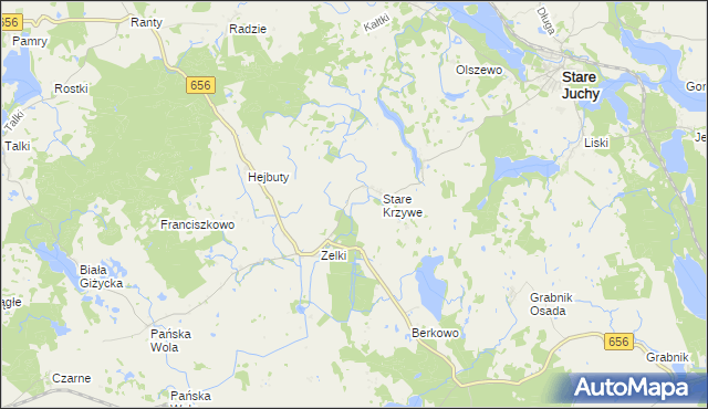 mapa Krzywe gmina Wydminy, Krzywe gmina Wydminy na mapie Targeo
