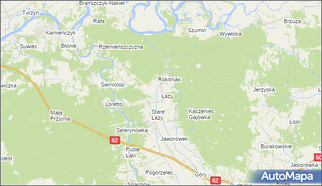 mapa Łazy gmina Łochów, Łazy gmina Łochów na mapie Targeo