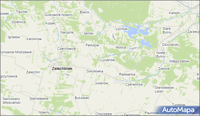 mapa Lucjanów gmina Żelechlinek, Lucjanów gmina Żelechlinek na mapie Targeo