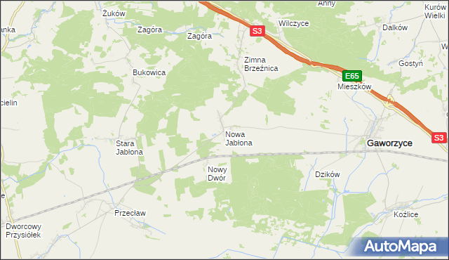 mapa Nowa Jabłona, Nowa Jabłona na mapie Targeo