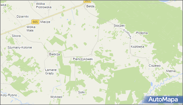 mapa Pieńczykowo, Pieńczykowo na mapie Targeo