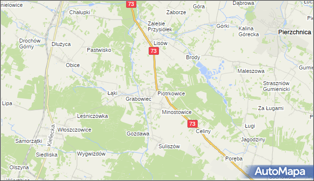 mapa Piotrkowice gmina Chmielnik, Piotrkowice gmina Chmielnik na mapie Targeo