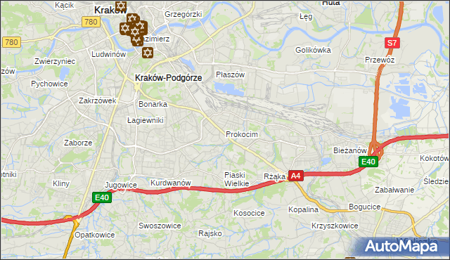 mapa Prokocim, Prokocim na mapie Targeo