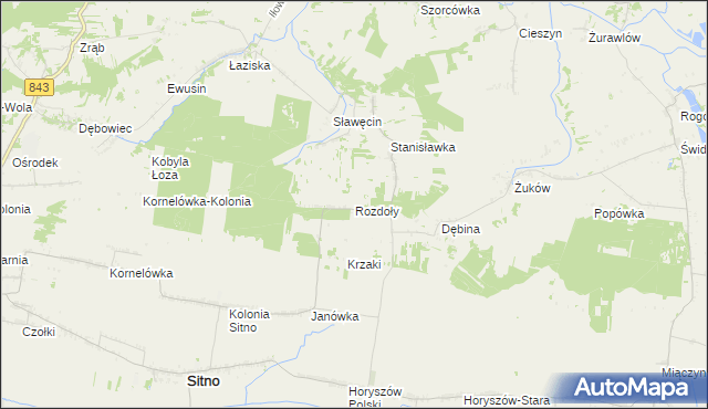 mapa Rozdoły gmina Sitno, Rozdoły gmina Sitno na mapie Targeo