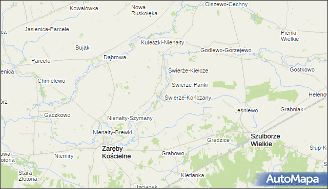 mapa Świerże-Kończany, Świerże-Kończany na mapie Targeo