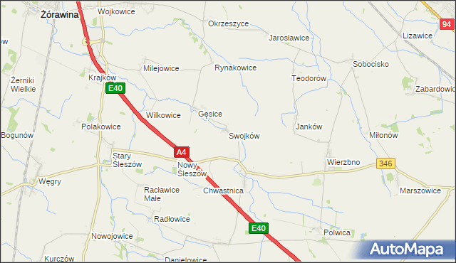 mapa Swojków gmina Domaniów, Swojków gmina Domaniów na mapie Targeo