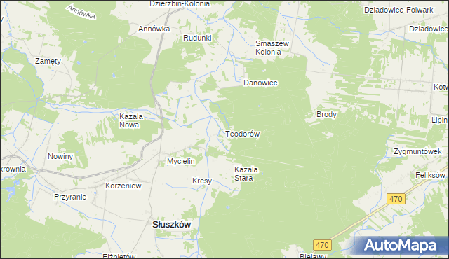 mapa Teodorów gmina Mycielin, Teodorów gmina Mycielin na mapie Targeo