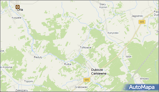 mapa Tofiłowce, Tofiłowce na mapie Targeo