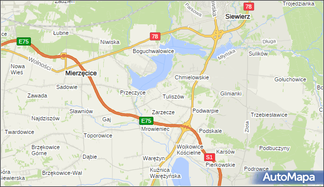 mapa Tuliszów, Tuliszów na mapie Targeo