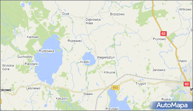 mapa Węgielsztyn, Węgielsztyn na mapie Targeo