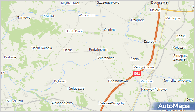 mapa Wierzbowo gmina Śniadowo, Wierzbowo gmina Śniadowo na mapie Targeo