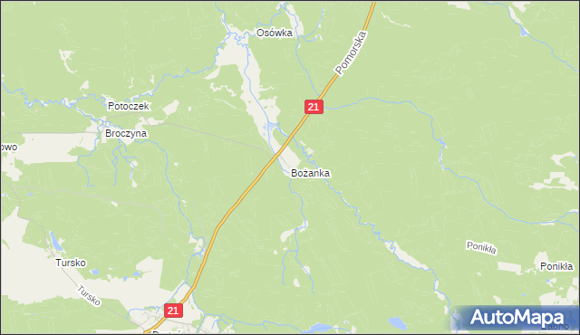 mapa Bożanka, Bożanka na mapie Targeo