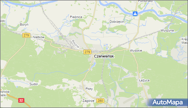 mapa Czerwieńsk, Czerwieńsk na mapie Targeo