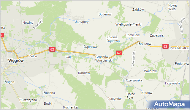 mapa Grochów Włościański, Grochów Włościański na mapie Targeo