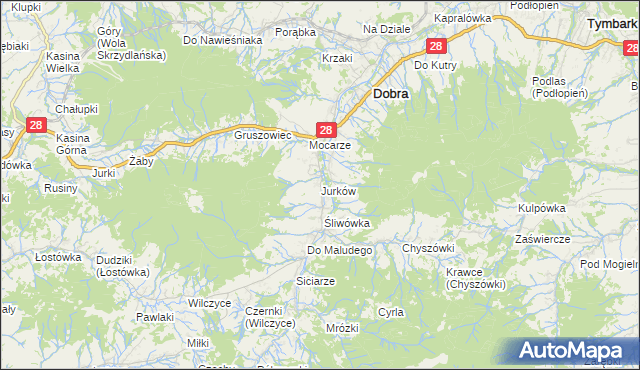 mapa Jurków gmina Dobra, Jurków gmina Dobra na mapie Targeo