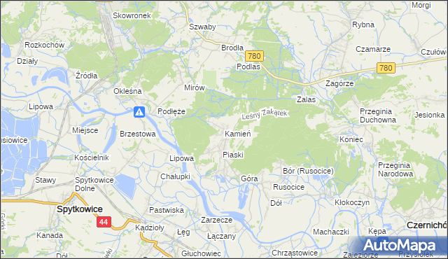 mapa Kamień gmina Czernichów, Kamień gmina Czernichów na mapie Targeo