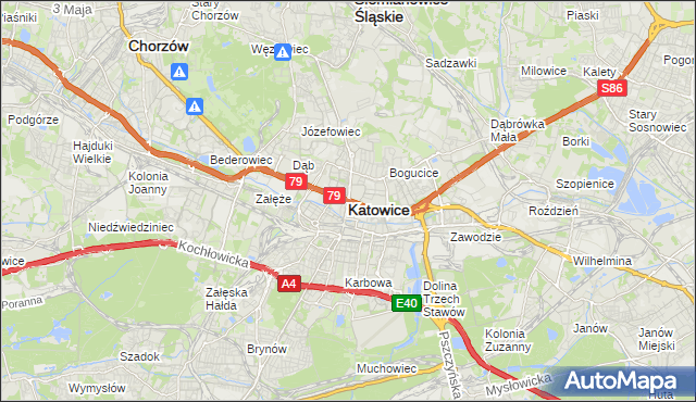 mapa Katowic, Katowice na mapie Targeo