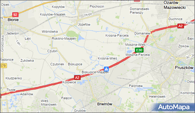 mapa Krosna-Wieś, Krosna-Wieś na mapie Targeo