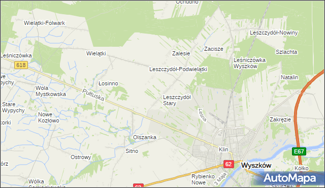 mapa Leszczydół Stary, Leszczydół Stary na mapie Targeo
